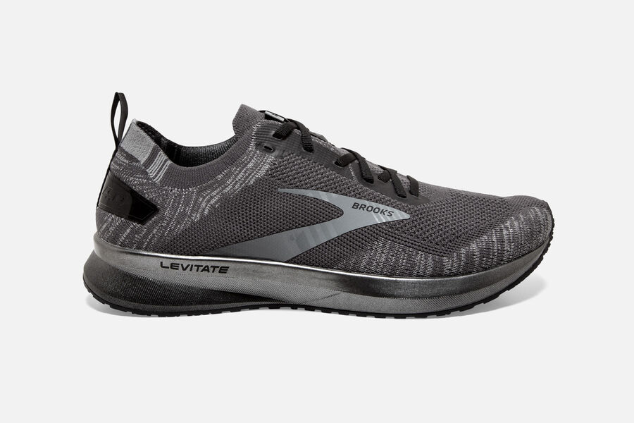 Mens Brooks Levitate 4 Road Shoes Blackened Pearl/Grey/Black | 816340-MTY